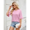 Womens Fashion Tops Round Neck Front Curled Elegant Ruffle Short Sleeves T-Shirts - 4 of 4
