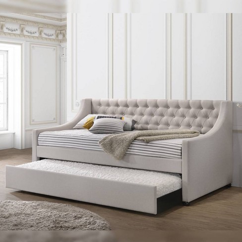 Full Daybed Lianna Bed Fog Fabric - Acme Furniture: Twin Trundle ...