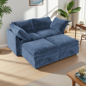 67" Modular Sectional Sofa Bed with Storage Seat & Faux Double-Layer Cushions - 1 of 4