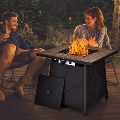 28'' Black and Brown Steel Gas Fire Pit Table
