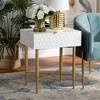 Marcin Wood and Metal 1 Drawer Nightstand White/Gold - Baxton Studio: Industrial Style Bedside Table with Storage - 2 of 4