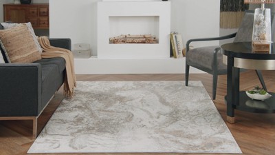 Elation Ivory Gray Abstract Rectangular Area Rug 5'3" x 7'3"