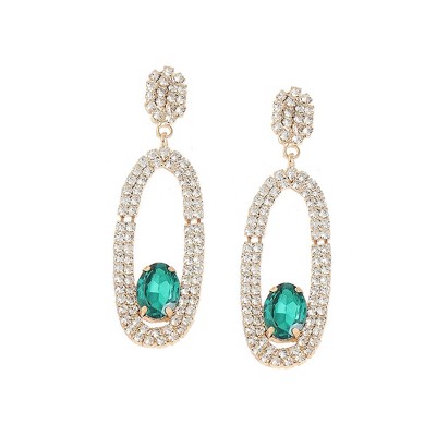 SOHI Women's Green Crystal Drop Earrings