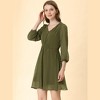 Allegra K Women's Swiss Dots Elastic Waist 3/4 Sleeve A-line Solid Flowy Chiffon Dress - 4 of 4
