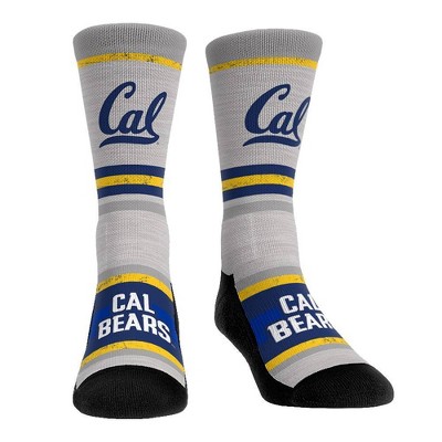  NCAA Cal Golden Bears Adult Cool Gray Block Crew Socks - L/XL 