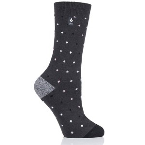 Heat Holders® Women's Spots Pattern ULTRA LITE™ Socks | Thermal Yarn | Lightweight Winter Socks Tight Fit Shoes | Warm + Soft, Hiking, Cabin, Cozy at Home Socks | 3X Warmer Than Cotton - 1 of 2