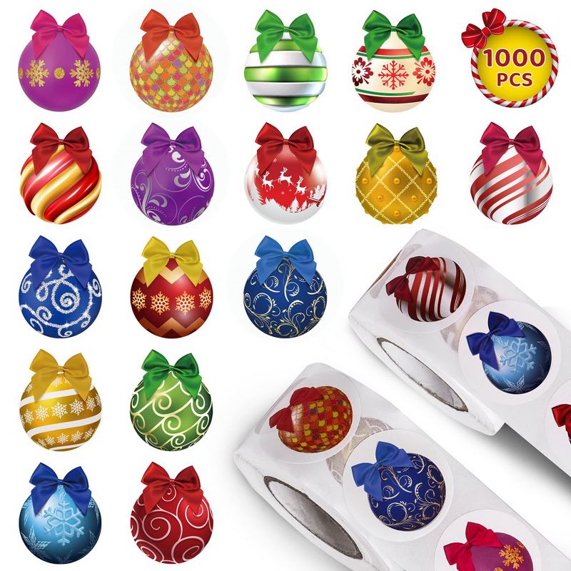 Fun Little Toys 1000PC Ornament Stickers Roll Christmas Ball Stickers, 1 of 8