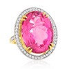 Ross-Simons 20.00 Carat Pink Topaz and .52 ct. t.w. Diamond Ring in 14kt Yellow Gold - 4 of 4