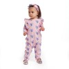 Andy & Evan  Infant  Pink Printed Long Sleeve Romper w/Pom Pom Trim - 2 of 4