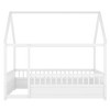 Bellemave Full Size House Floor Bed with Fence, MDF House Bed Frame with Kid-Friendly Design, Floor Bed for Kids, No Box Spring Needed,White - 3 of 4