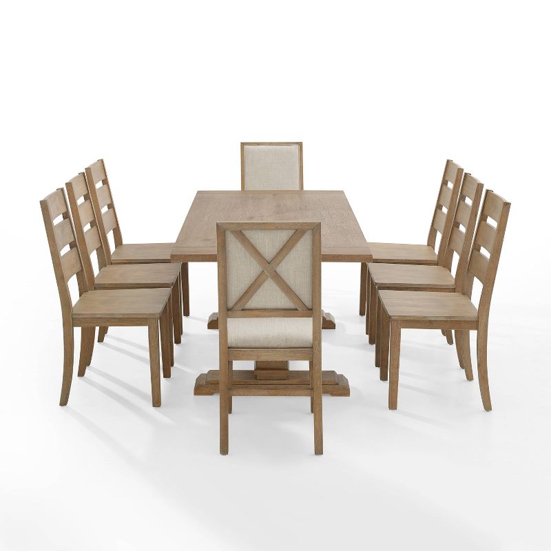 9pc Joanna Dining Set with 6 Ladder Back Chairs and 2 Upholstered Back Chairs Rustic Brown - Crosley, 5 of 21