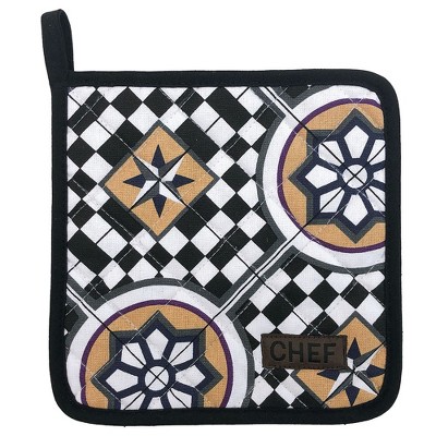 Evideco French Home Goods Chef's 100% Cotton Pot Holder - Heat Resistant Quilted Design, Ideal for Cooking & Baking Protection