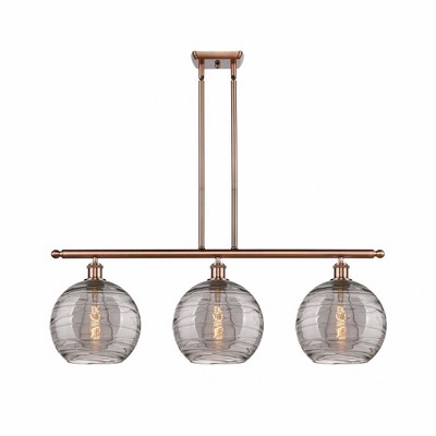 Athens Deco Swirl - 3 Light Stem Hung Island In Industrial Style-12.13 Inches Tall and 36.5 Inches Wide