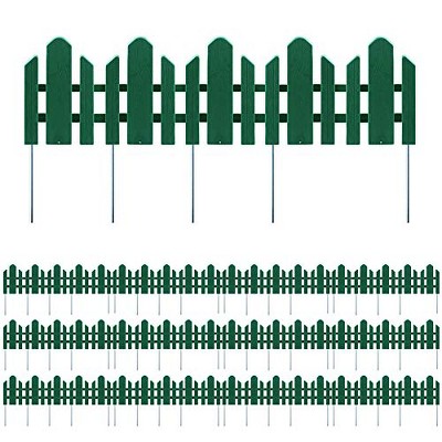 Sunnyglade 12 Pack Garden Edging Decorative Border Recycled Plastic Landscape Garden Fence Flexible No-Dig Spikes,Dark Green