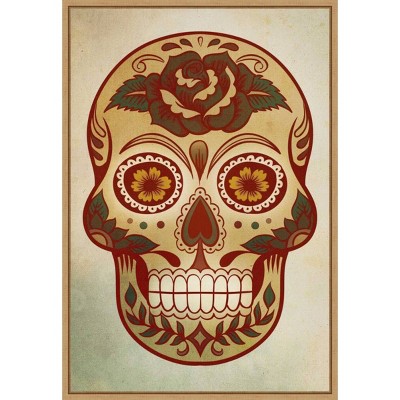 16" x 23" Day of The Dead Skull I by PI Gallerie Framed Wall Canvas - Amanti Art