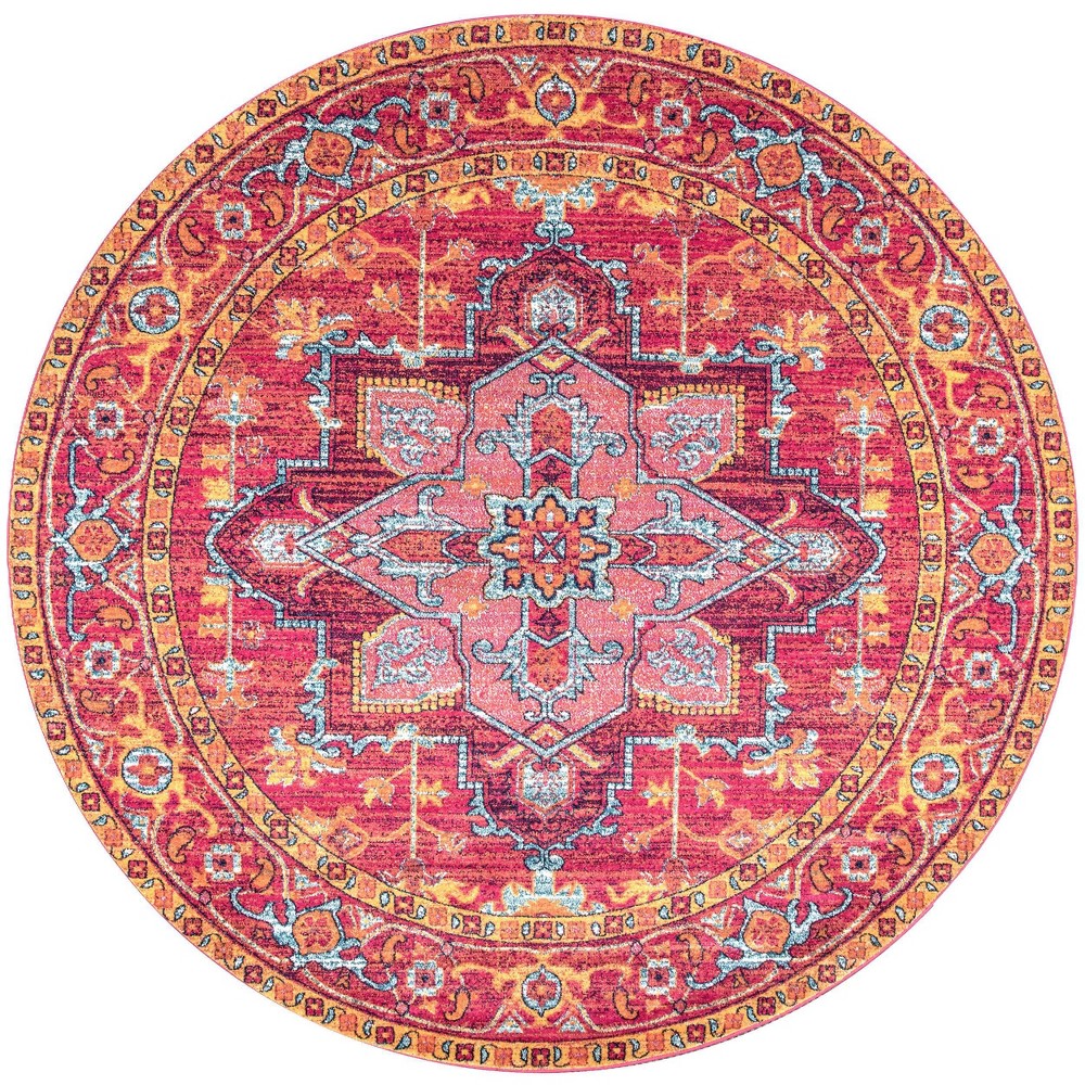 4' Round Vintage Jaclyn Medallion Area Pink - nuLOOM