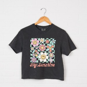 Simply Sage Market Women's  Hey Sunshine Flowers Short Sleeve Relaxed Fit Cropped Graphic Tee - 1 of 3