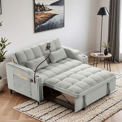 versatile foldable sofa bed in 3 lengths,adjustable back and with USB port and ashtray and swivel phone stand - Leovsnove