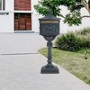 Outdoor Cast Aluminum Mailbox, Bronze Locking Postbox With Keys, Baffle Door, Retro Mid-Century Letter Box For Newspapers - image 2 of 4