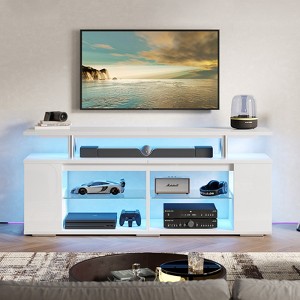 Pinmoco LED TV Stand for TVs up to 70", High Gloss Large Gaming Entertainment Center with Adjustable Shelf PS5 Storage TV Cabinet - 1 of 4