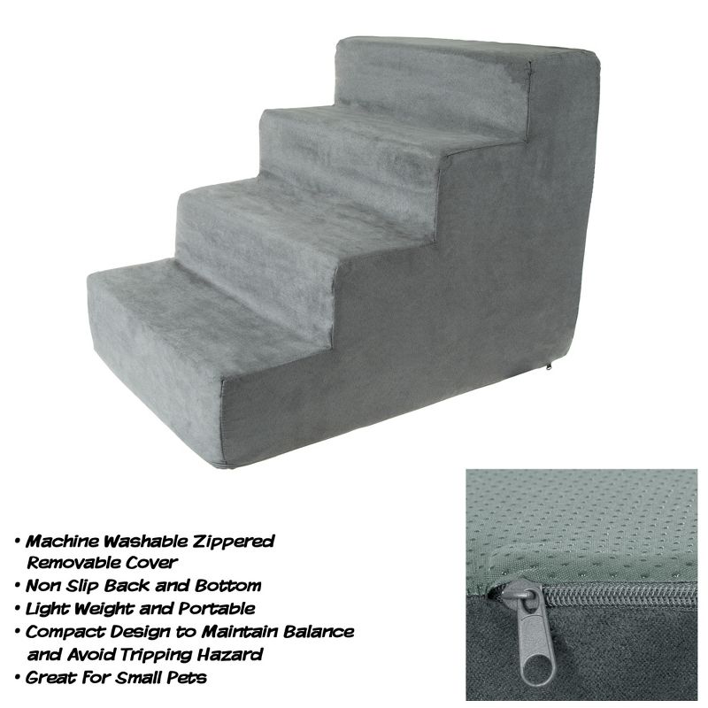 Pet Adobe 4-Step Stairs for Dogs and Cats - High-Density Foam, Gray, 2 of 7