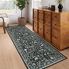 Washable Floral Runner Rug - Non-Slip Rubber Backing, Low-Pile Farmhouse Entryway Carpet, Foldable & Non-Shedding - 2 of 4