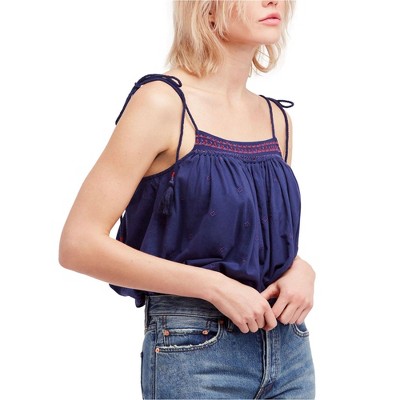 Free People Womens Embroidered Tank Top