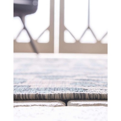 Vibrant Teal & Gray Outdoor Safari 6' x 9' Synthetic Area Rug