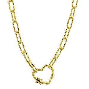 Adornia 14k Gold Plated Paper Clip Chain With Rainbow Heart Screw Lock - 1 of 3