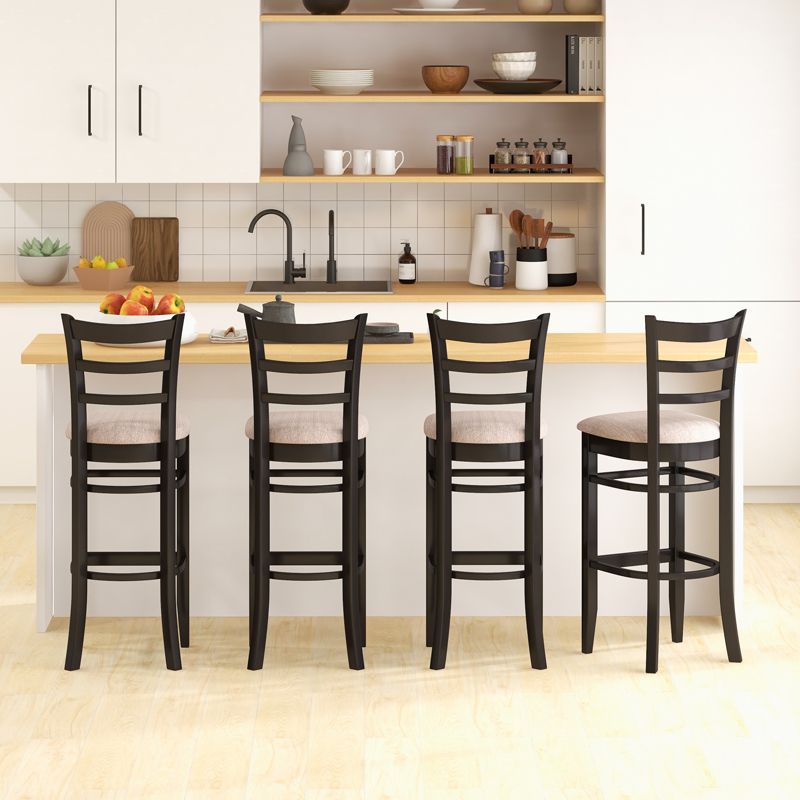 Costway Set of 4 Bar Stools 31'' Kitchen Dining Chairs with Ergonomic Backrest & Footrest, 2 of 9