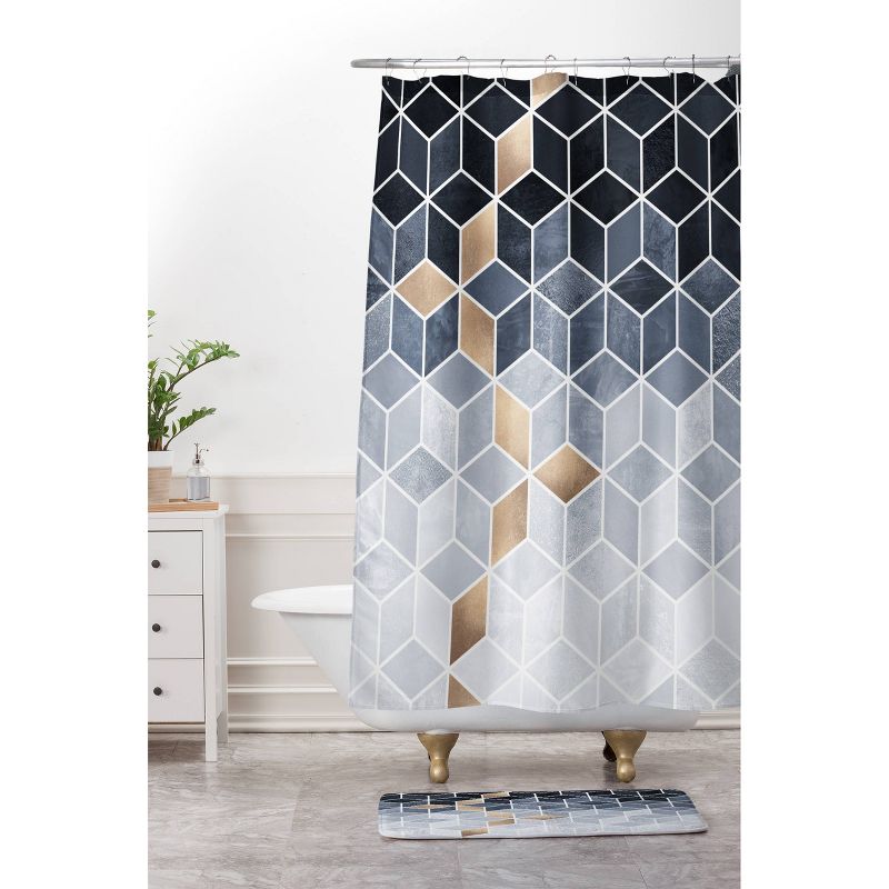 Elisabeth Fredriksson Soft Blue Gradient Cubes Shower Curtain Black - Deny Designs, 3 of 6