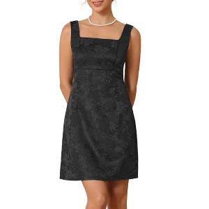 INSPIRE CHIC Women's Jacquard Embroidery Floral Sleeveless Square Neck A-Line Mini Dresses - 1 of 4