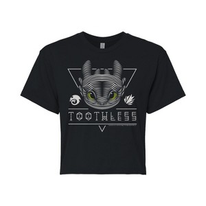 Women's - How to Train Your Dragon - Toothless Line Art Cropped Graphic T-Shirt - 1 of 4