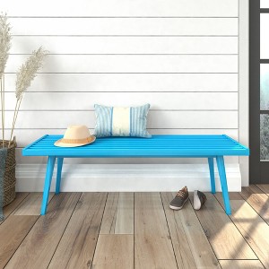 Plank+Beam Entryway Bench, Solid Wood End of Bed Bench for Bedroom, Hallway, Porch, 56” - 1 of 4