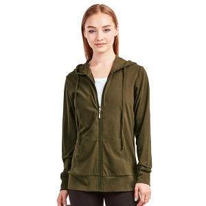 Sofra Women's Cotton Comfort Zip Up Hoodie Jersey Sweater - 1 of 3