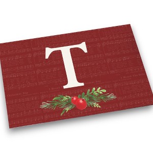 Personalization Mall Nostalgic Noel Burgundy Doormat, 18 x 27 - 1 of 1