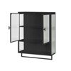 Modern Black Wall Cabinet with Glass Doors, Open Shelf, Towel Rack & 2-Tier Storage for Living Room, Dining Room, or Bathroom - 4 of 4
