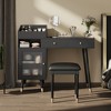 JUJABU Black Modern Vanity Table Set with Storage Drawers, Side Cabinet & Built-in Power Outlet - 3 of 4