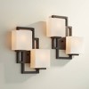 Possini Euro Design Modern Wall Light Sconces Set of 2 Bronze Hardwired 15 1/2" High 2-Light Fixture Square Opal Glass for Bedroom - 2 of 4
