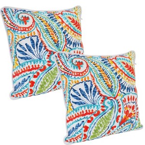 Sunnydaze Indoor/Outdoor Square Accent Decorative Throw Pillows for Patio or Living Room Furniture - 16" - 2pc - 1 of 4