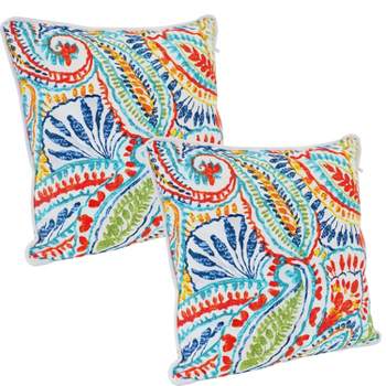 Sunnydaze Indoor/Outdoor Square Accent Decorative Throw Pillows for Patio or Living Room Furniture - 16" - 2pc