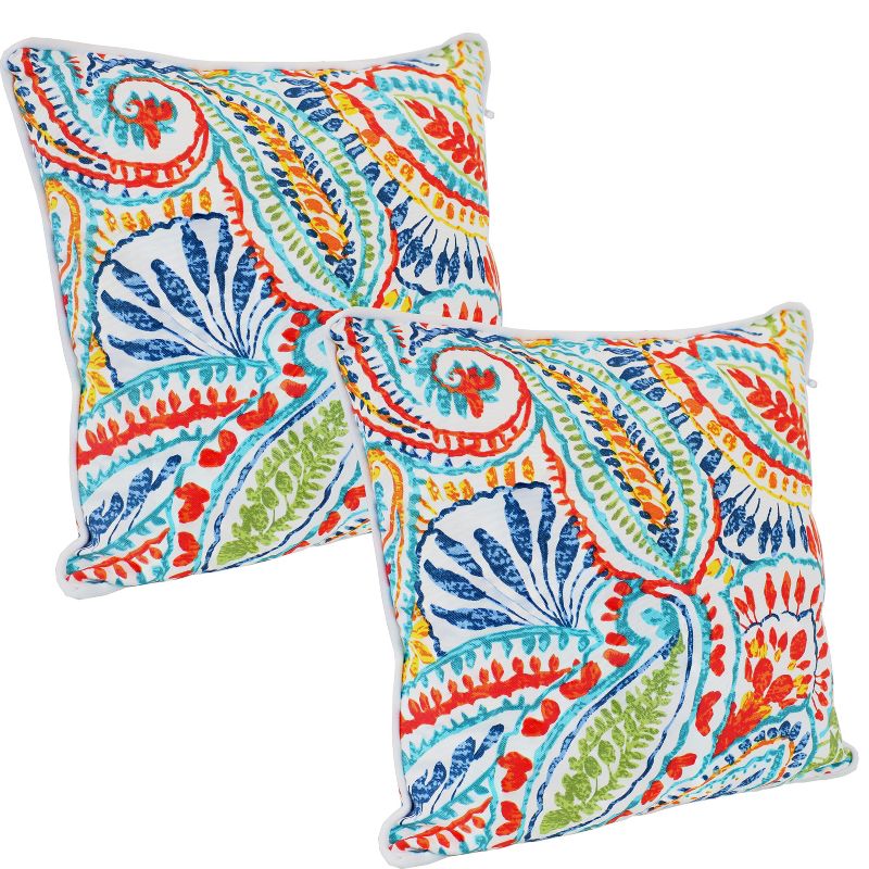 Sunnydaze Indoor/Outdoor Square Accent Decorative Throw Pillows for Patio or Living Room Furniture - 16" - 2pc, 1 of 9
