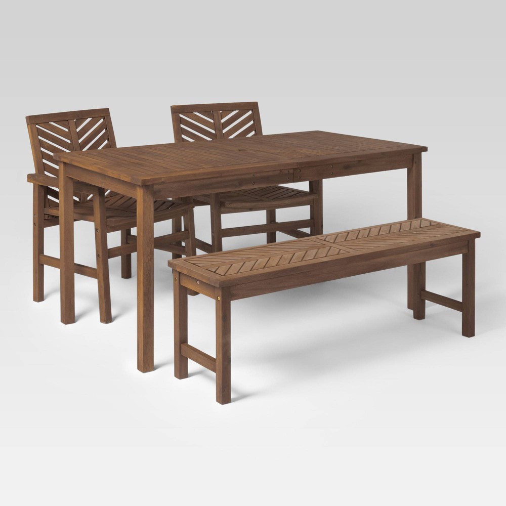 4pc Coro Chevron Outdoor Patio Dining Set Dark Brown Saracina Home