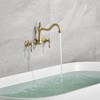 Sumerain Vintage Wall Mount Tub Faucet, 8 Inches Center 3 Hole 2 Handle Bathtub Filler Brushed Gold - 2 of 4