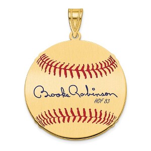 Black Bow Jewelry 14K Gold Plated Brooks Robinson Signature MD Enamel Baseball Pendant - 1 of 4