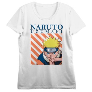 Naruto Character With Orange Stripes Women's White Short Sleeve Crew Neck Tee - 1 of 3
