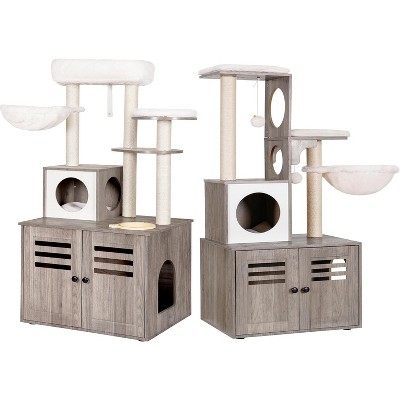 Heybly Wood Litter Box Enclosure Cat Tree