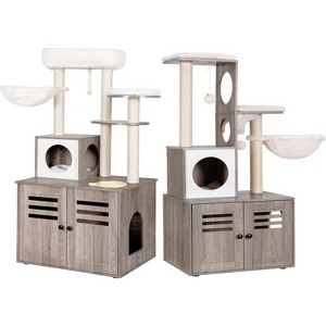 Heybly Wood Litter Box Enclosure Cat Tree - 1 of 2