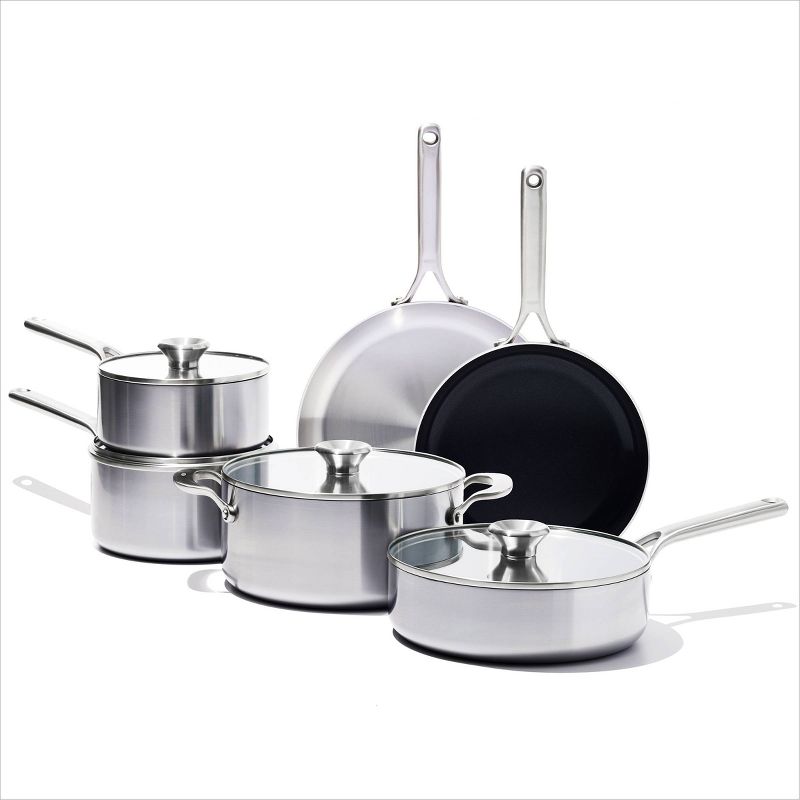 OXO 10pc Mira Tri-Ply Stainless Steel Cookware Set Silver, 1 of 9
