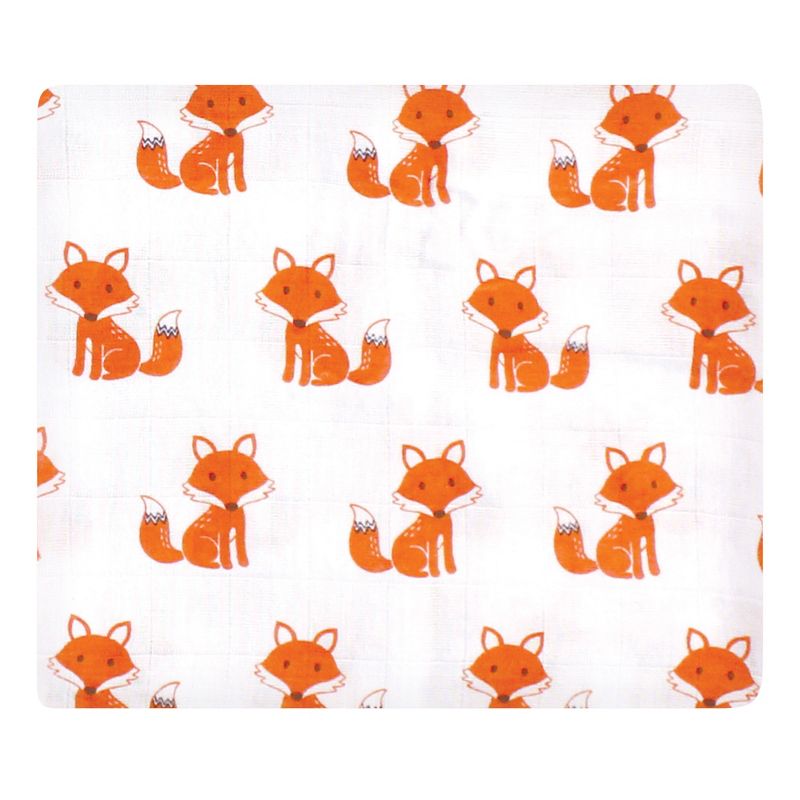 Hudson Baby Infant Boy Cotton Muslin Swaddle Blankets, Orange Foxes, One Size, 6 of 7